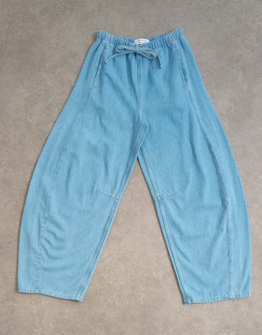 Topshop pull on barrel jean in summer blue , 6 of 8