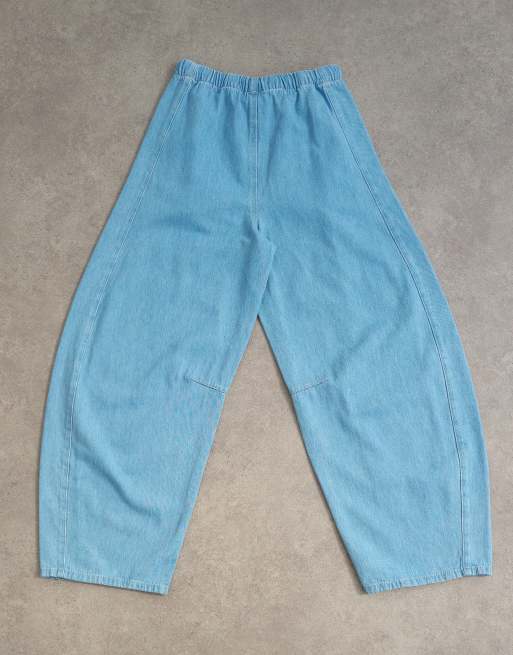 Topshop pull on barrel jean in summer blue , 7 of 8