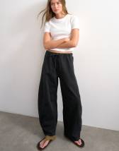 Topshop pull on barrel jean in washed black