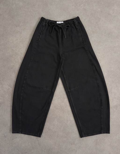 Topshop pull on barrel jean in washed black, 6 of 7