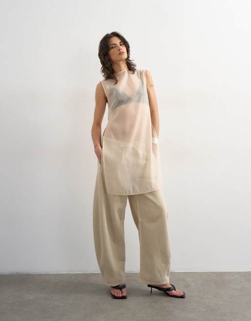 Topshop - Pull-On Barrel - Jeans bombati color avena