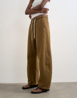 Topshop Pull-on Barrel Jeans In Multi