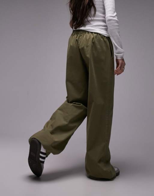 Topshop slinky flared trousers in khaki