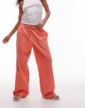[Topshop] Topshop pull on check pants in orange XS orange