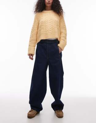 Topshop Pull On Jeans In Indigo-blue