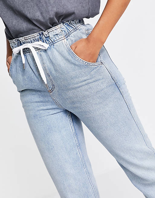 Jeans Topshop pull on jogger jean in mid blue 