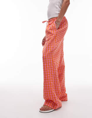 Topshop Pull On Plaid Pants