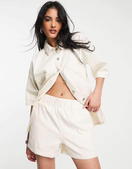 Topshop pull on shorts in ecru (part of a set)