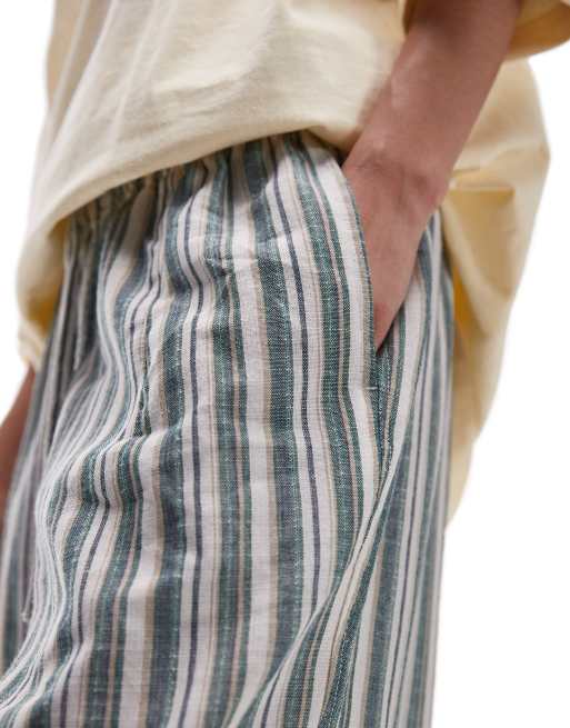 Topshop pull-on stripe linen pants in multi, 2 of 5