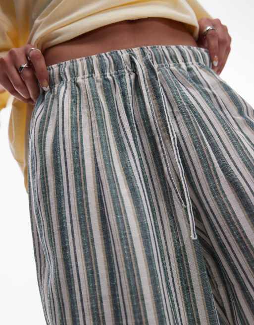Topshop pull-on stripe linen pants in multi, 5 of 5