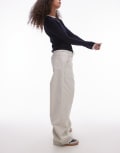 [Topshop] Topshop pull on tie waist pants in stone-Neutral 14 ecru