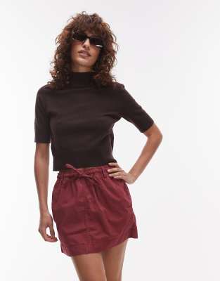 Topshop pull on utility skirt in stone-Neutral