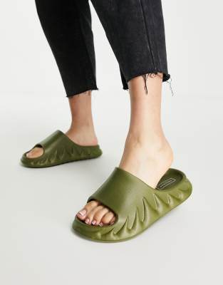 Topshop Pye mule slider sandal in khaki