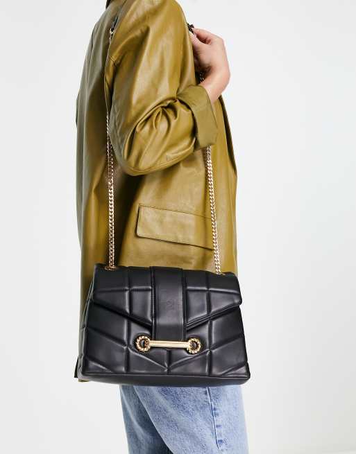 Topshop quilt trophy shoulder bag in black | ASOS