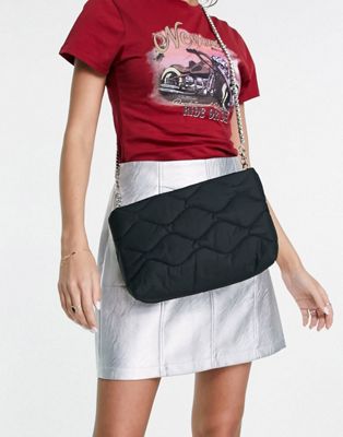 Topshop quilted clutch in black