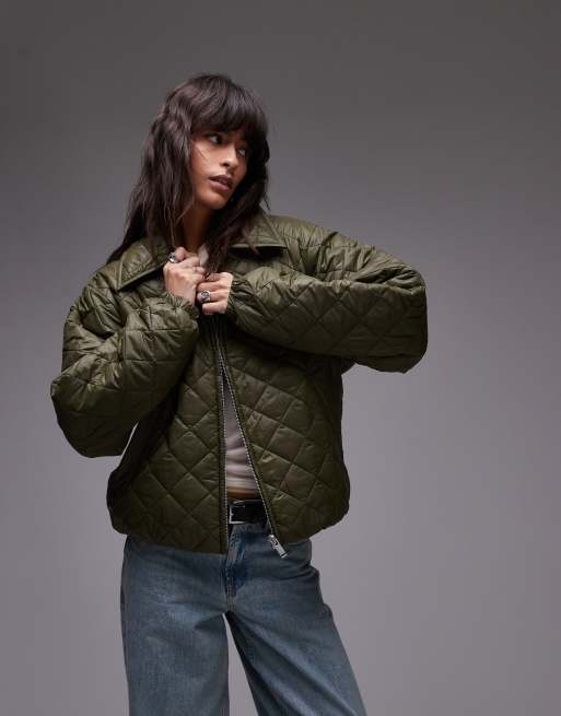 Green puffer jacket topshop sale