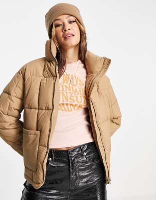 tan puffer coat