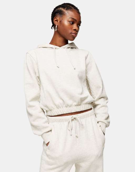 Topshop quilted panel hoodie in grey