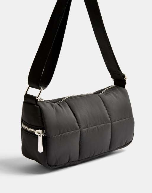 Topshop quilted shoulder bag in black