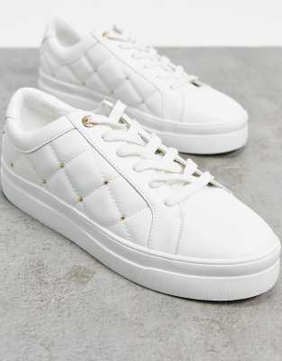 white quilted sneakers