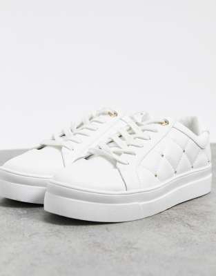 white quilted trainers