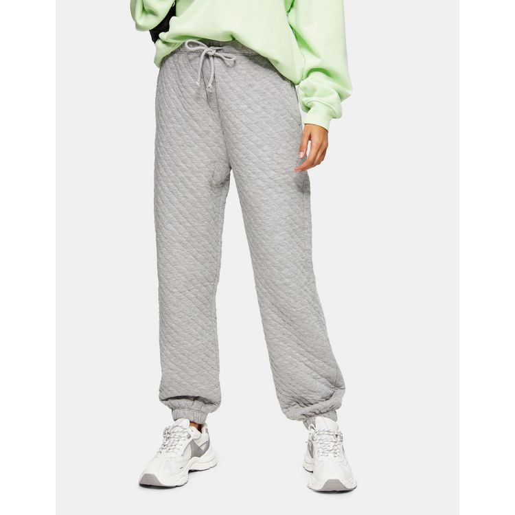 Topshop coordinating quilted sweatpants in gray