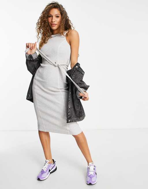 Grey jersey midi outlet dress