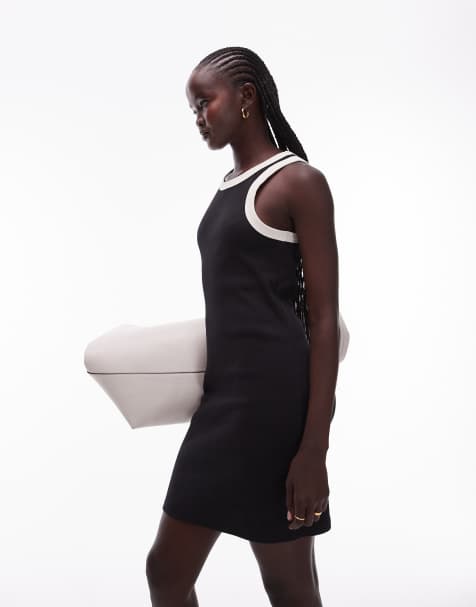 Topshop racer mini dress with contrast edge in black and white - view 1