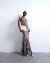 Hope & Ivy cowl neck embellished velvet maxi dress in khaki