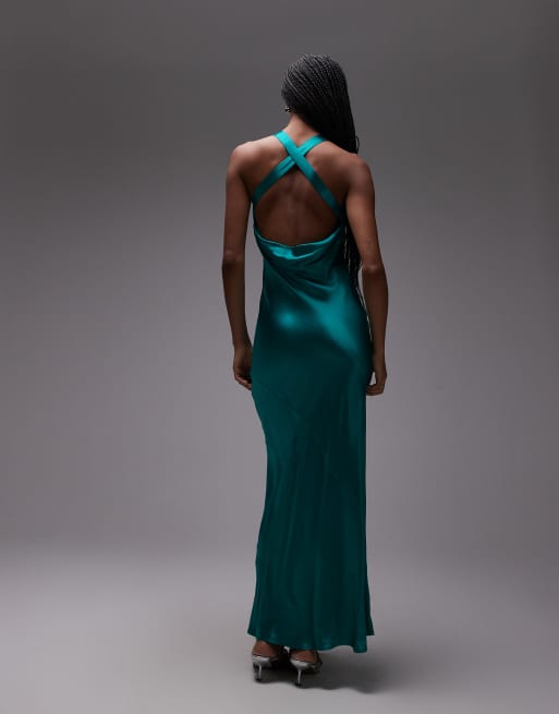 Topshop racer neck with dropped cowl back in electric blue, 2 of 4