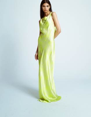 Topshop racer neck with dropped cowl back in lime floral - view 1