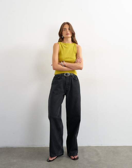 Topshop - Racerhemdje met rechte hals in groen, 3 van 4