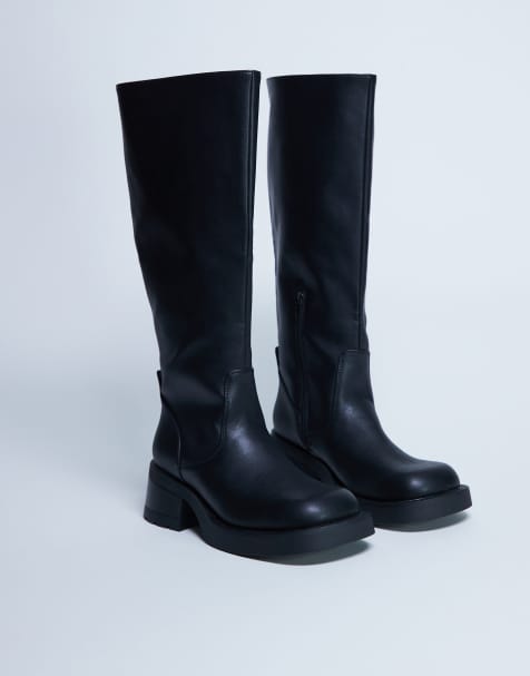 Topshop - Rachel - Kniehoge laarzen met dikke zool en hak in zwart - view 1