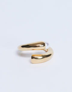 Rachel stainless steel pearl detail ring in gold