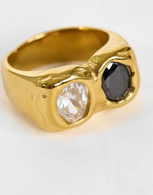 Topshop Rachel stainless steel ring with stones in gold, 3 of 3