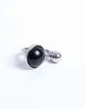 [Topshop] Topshop Rae stainless steel ring with semi precious stone in silver & black S Silver & black