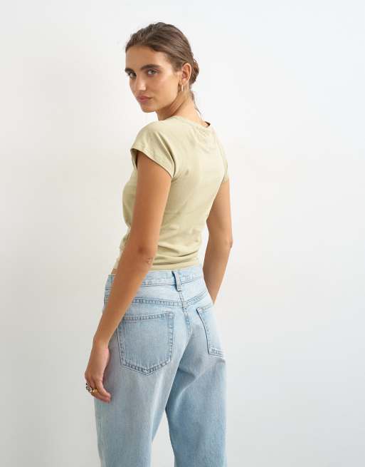 Topshop Raglan-Basic-T-Shirt in Khaki, 2 von 4