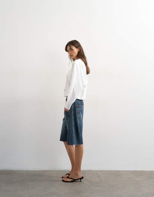 Topshop raglan cinch cuff long sleeve top in ivory, 2 of 4
