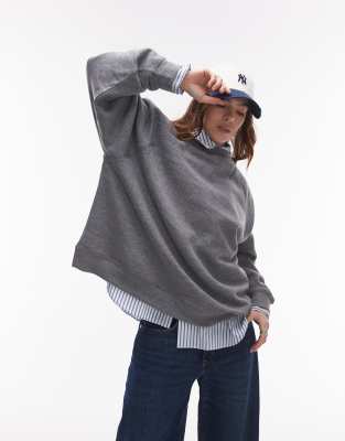 raglan oversized sweat in dark gray heather