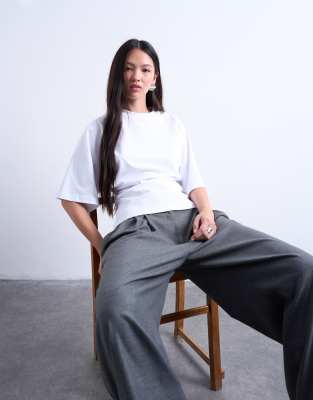 Topshop Raglan Sleeve Cinch Waist Top In White