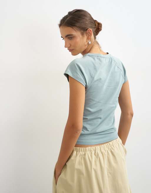 Topshop raglan t-shirt i dovblått, 2 av 4