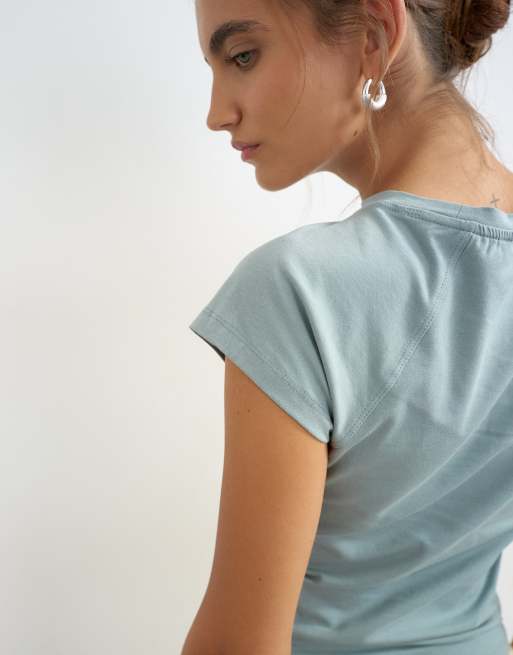 Topshop raglan t-shirt i dovblått, 4 av 4