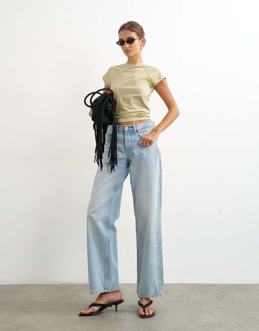 Topshop raglan t-shirt i khaki, 3 av 4