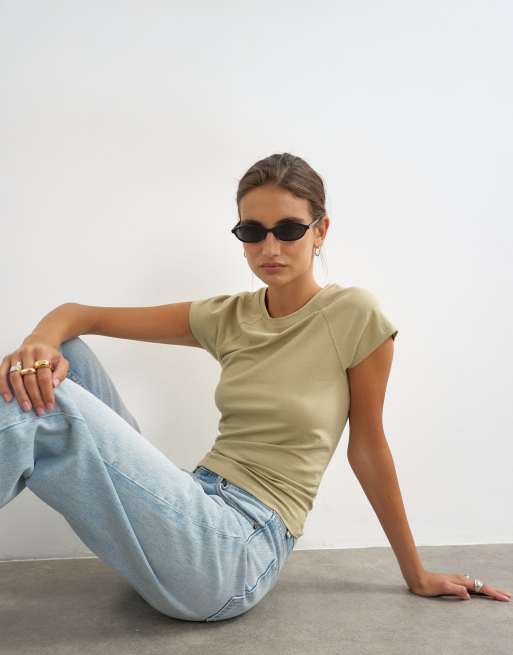 Topshop raglan t-shirt i khaki, 4 av 4