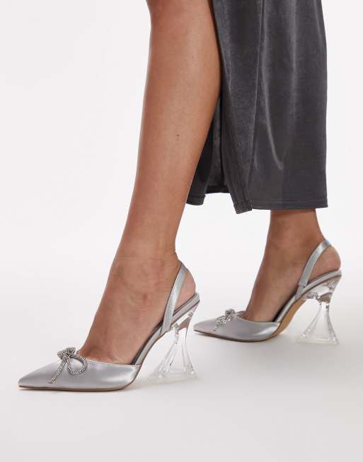 silver slingback heels