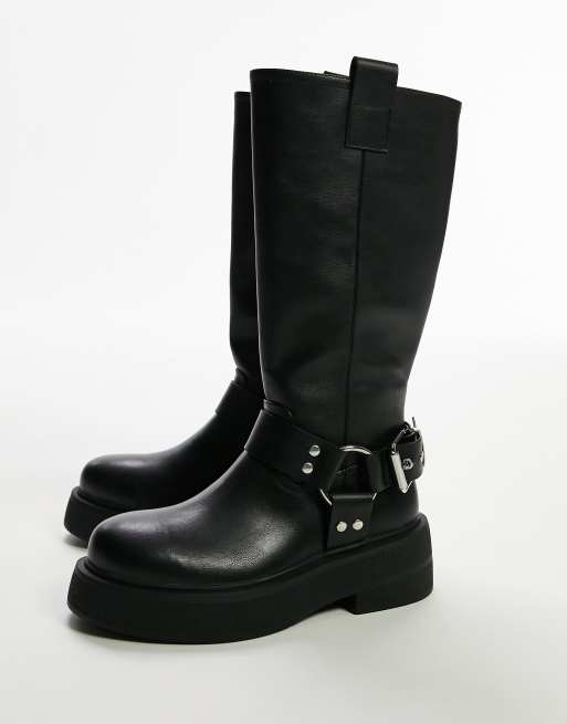 Topshop black shop biker boots