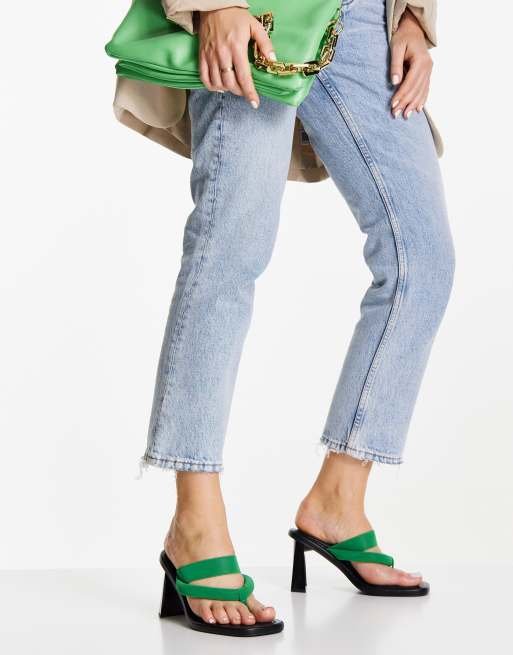 Topshop green online mules