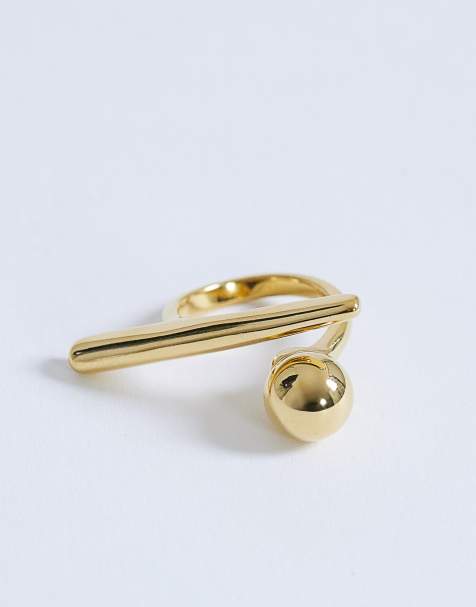 Topshop Ramona waterproof abstract ring in stainless gold - view 1
