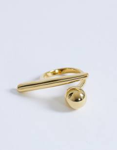 Model wearing Ramona waterproof abstract ring in stainless gold