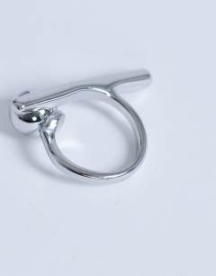 Model wearing Ramona waterproof abstract ring in stainless silver